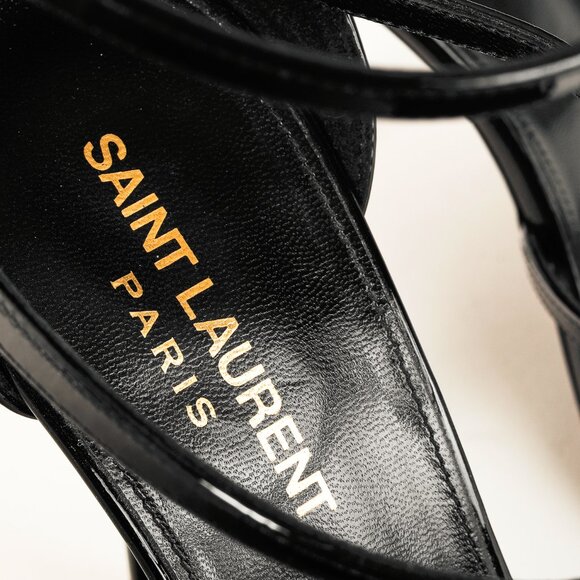 Saint Laurent Cassandra Sandal in Black Patent Leather - Picture 11 of 12